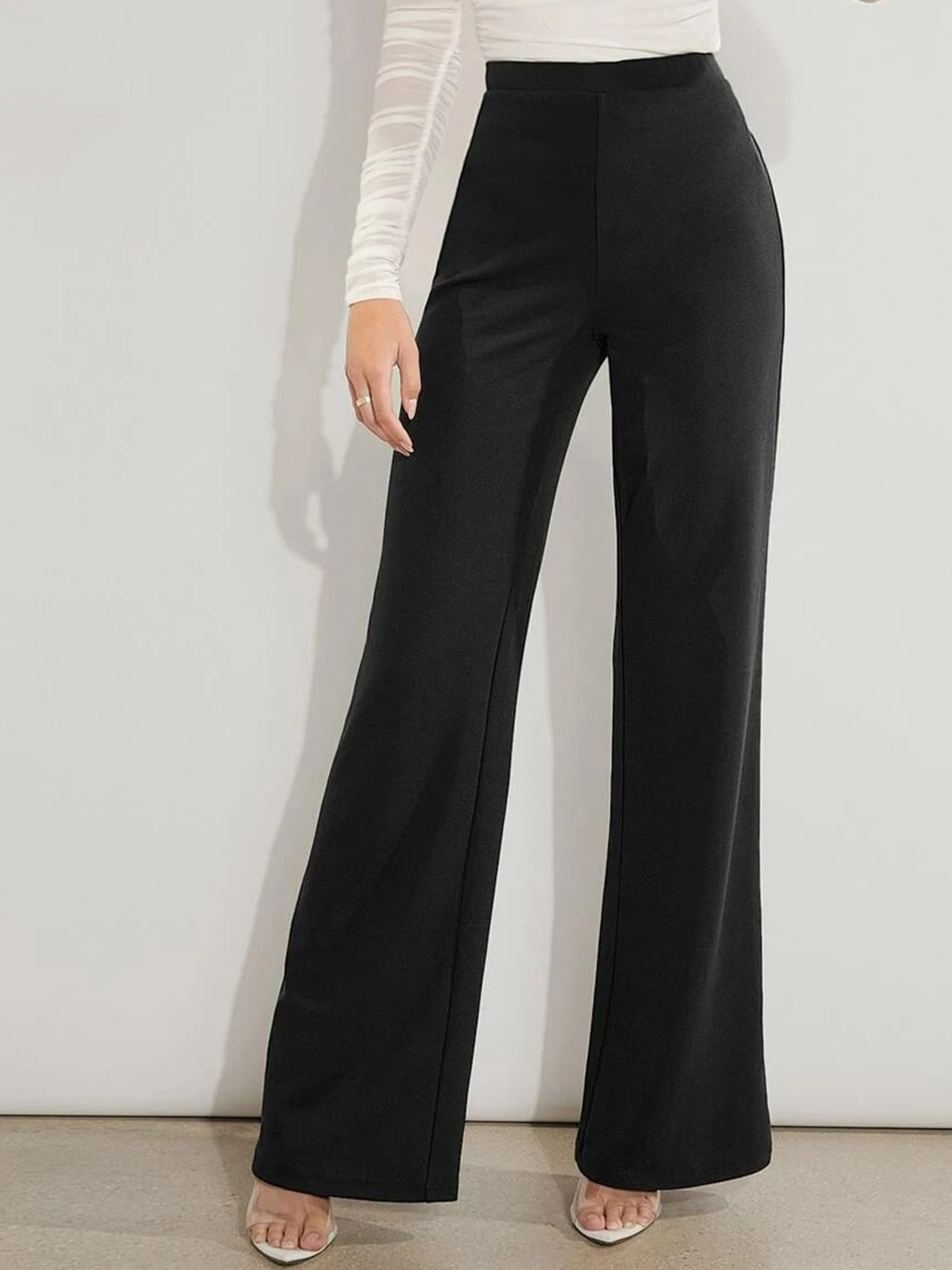 

Stylecast X Slyck Women Comfort Wrinkle Free Parallel Trousers, Black