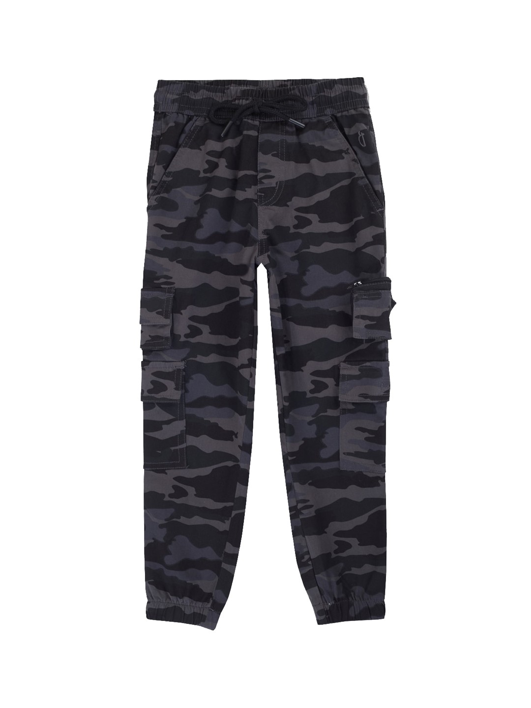 

Gini and Jony Boys Camouflage Printed Mid Rise Cotton Cargo Joggers, Grey