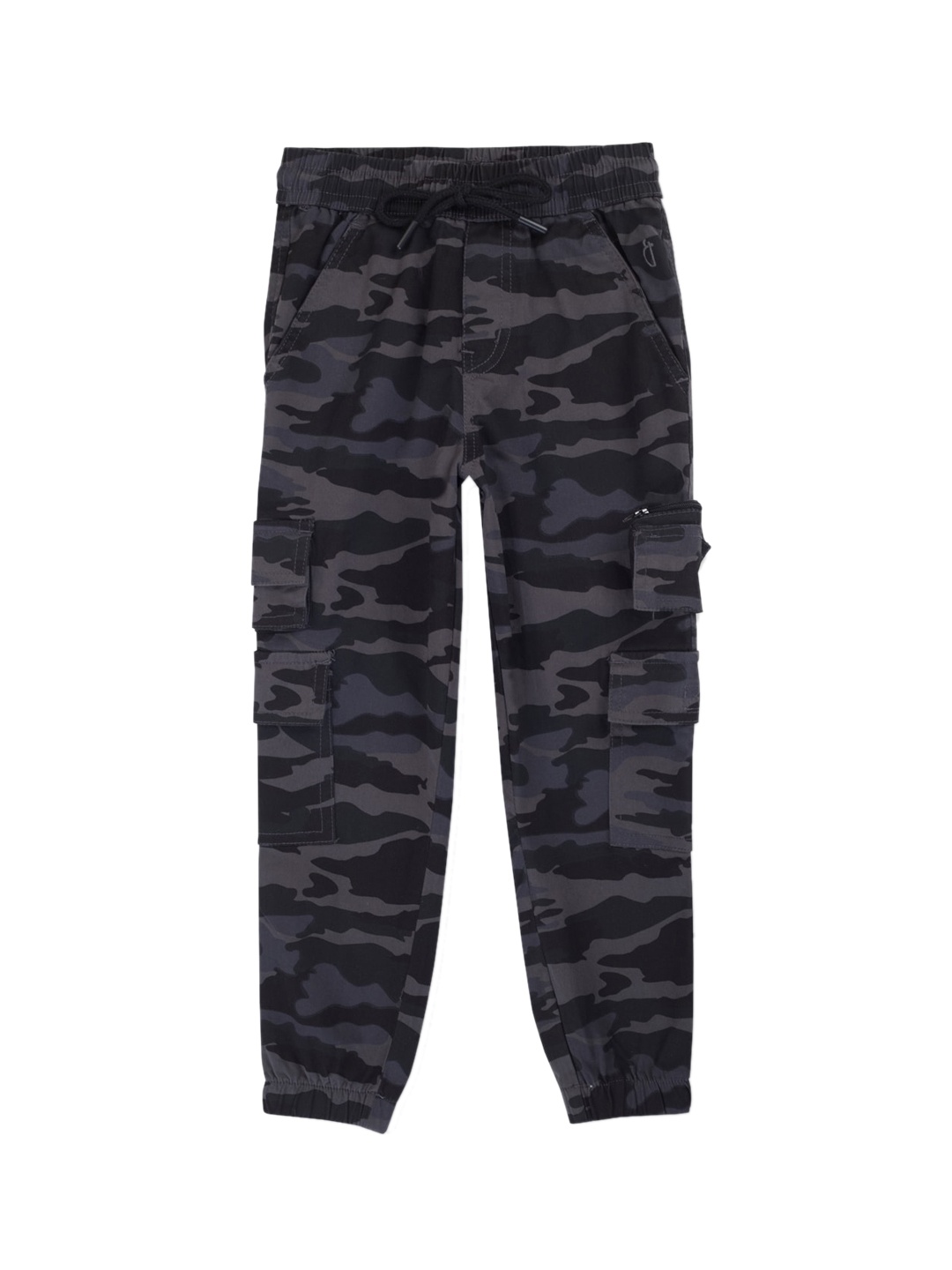 

Gini and Jony Boys Camouflage Printed Mid Rise Cotton Cargo Joggers, Grey