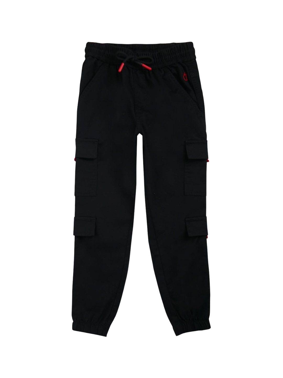 

Gini and Jony Boys Mid Rise Cotton Cargos Joggers, Black