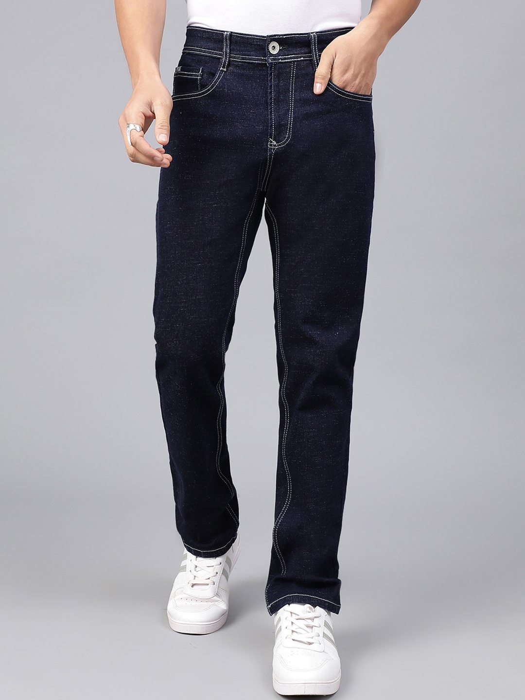 

Code 61 Men Slim Fit Low-Rise Stretchable Jeans, Navy blue