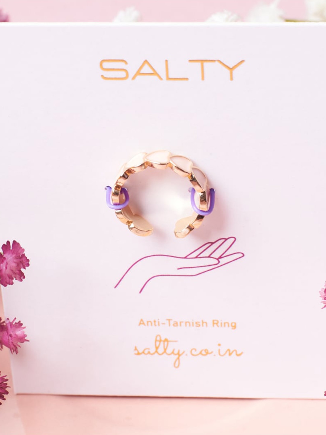 

SALTY Mocha Me Hearts Detail Adjustable Finger Ring, Gold