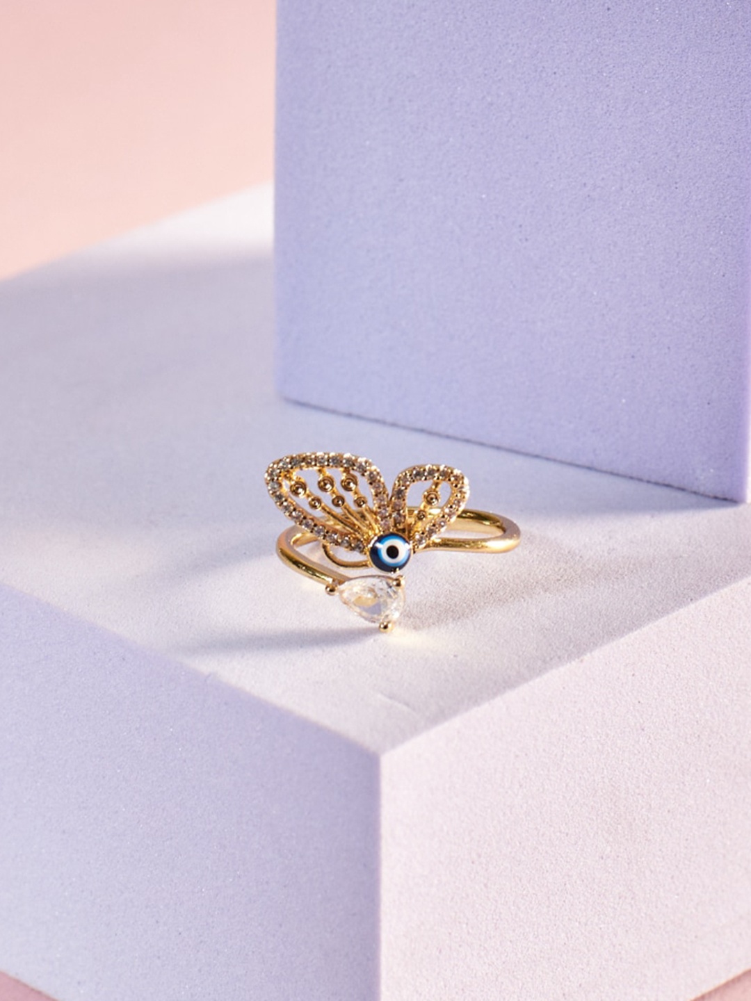 

SALTY Evil Eye Charm Finger Ring, Gold
