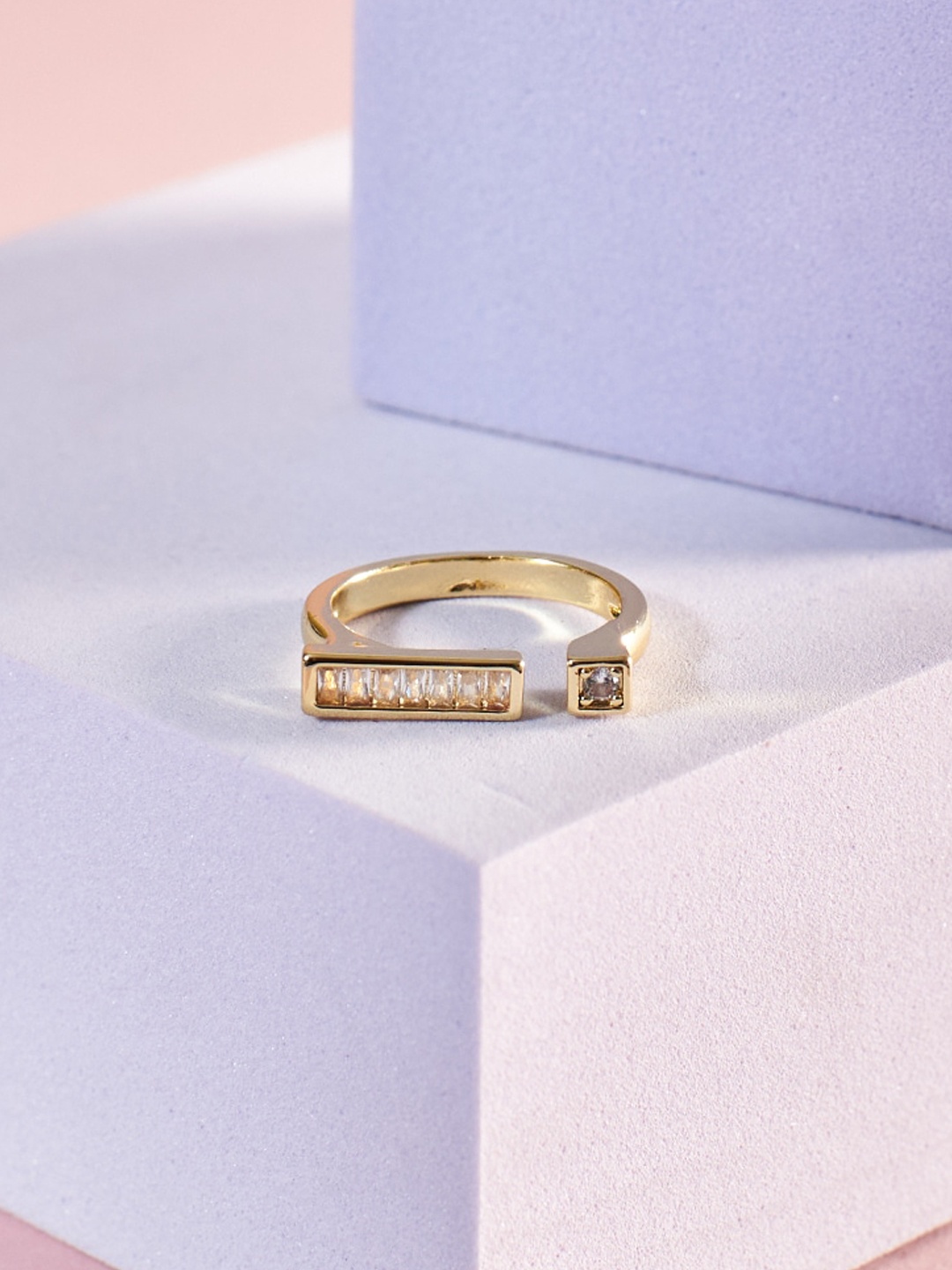 

SALTY Icarus Crystal Studded Adjustable Finger Ring, Gold