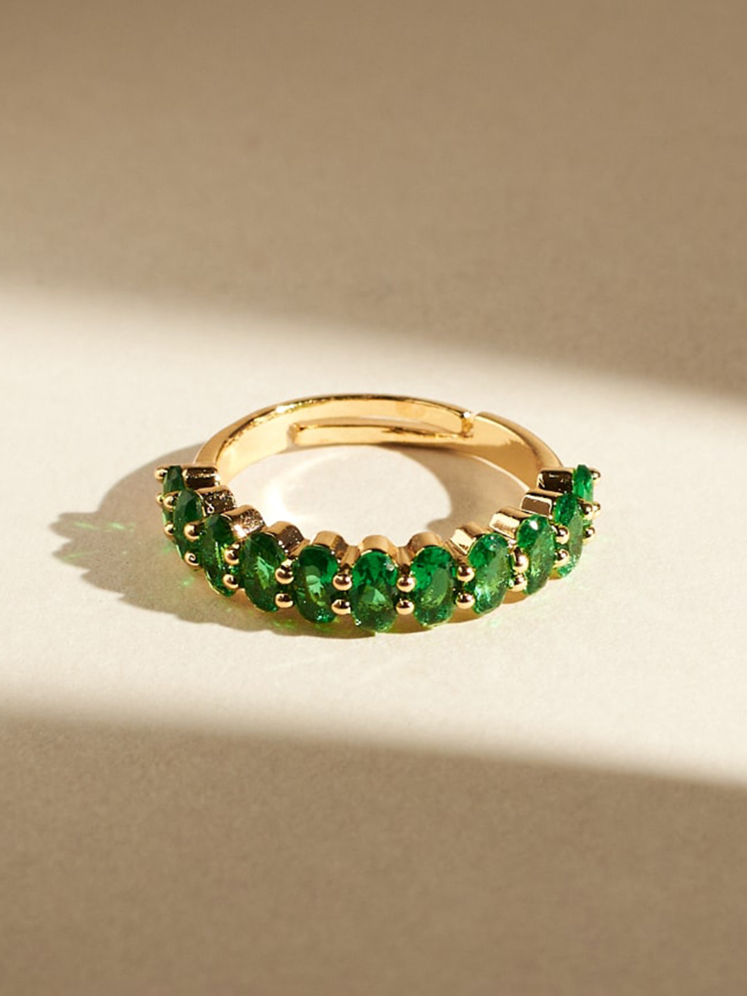 

SALTY Stone Studded Adjustable Finger Ring, Gold
