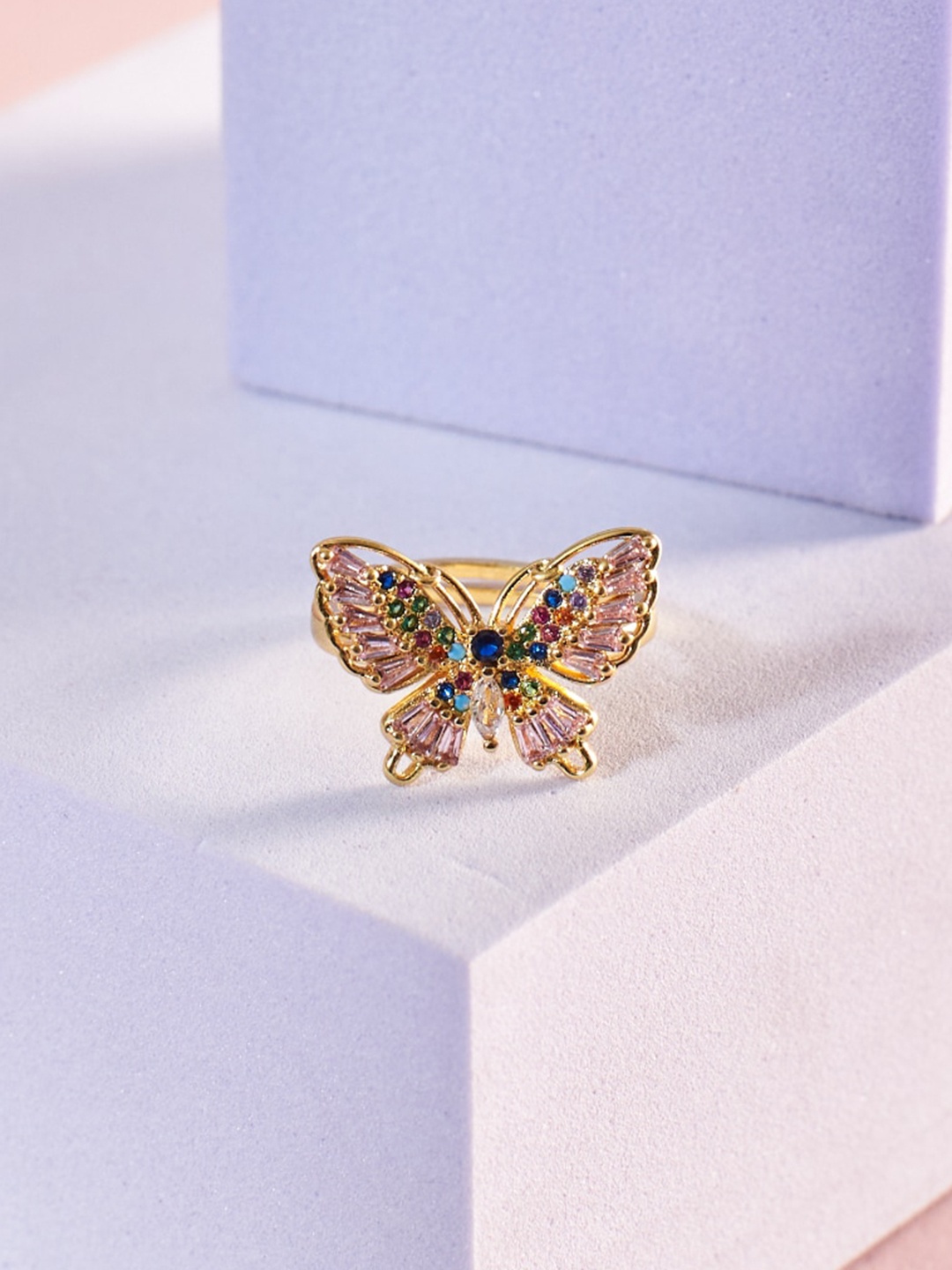 

SALTY Butterfly Charm Finger Ring, Gold