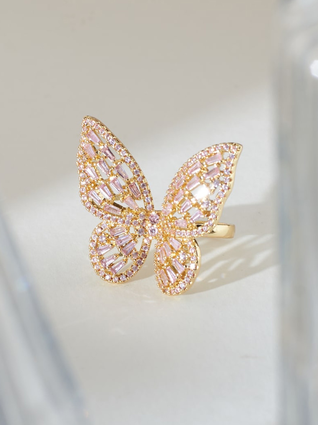 

SALTY Stone-Studded Adjustable Finger Ring, Gold