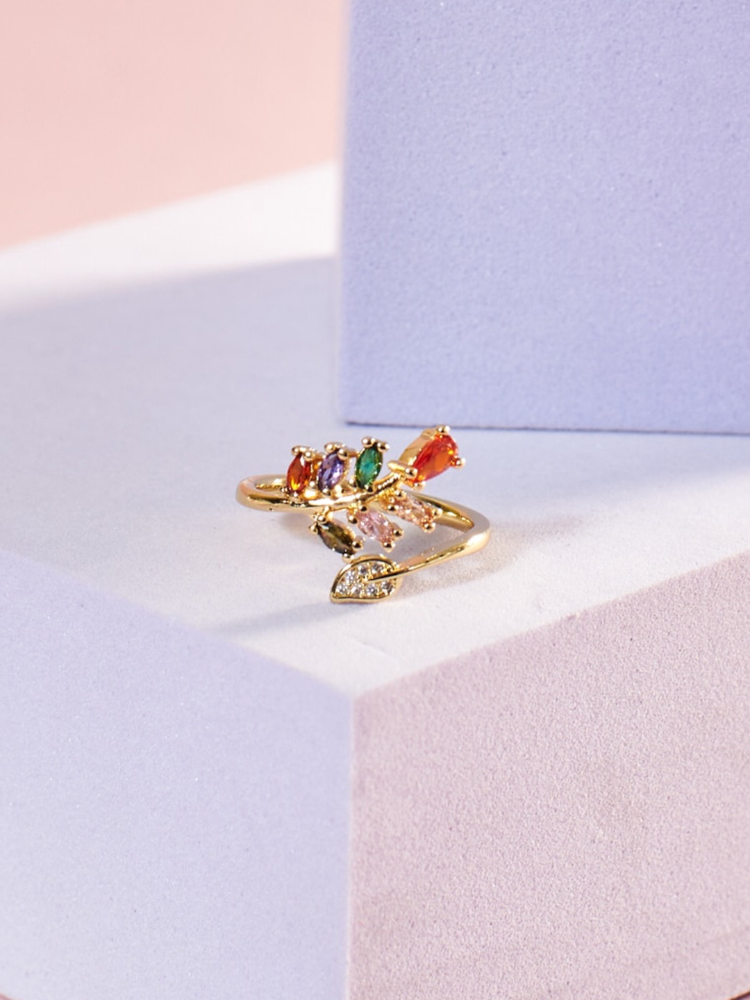 

SALTY Gold-Plated Gemstone Symphony Adjustable Finger Ring
