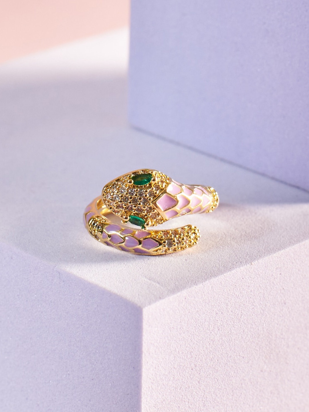 

SALTY Maledictus Plum Stone-Studded Finger Ring, Gold