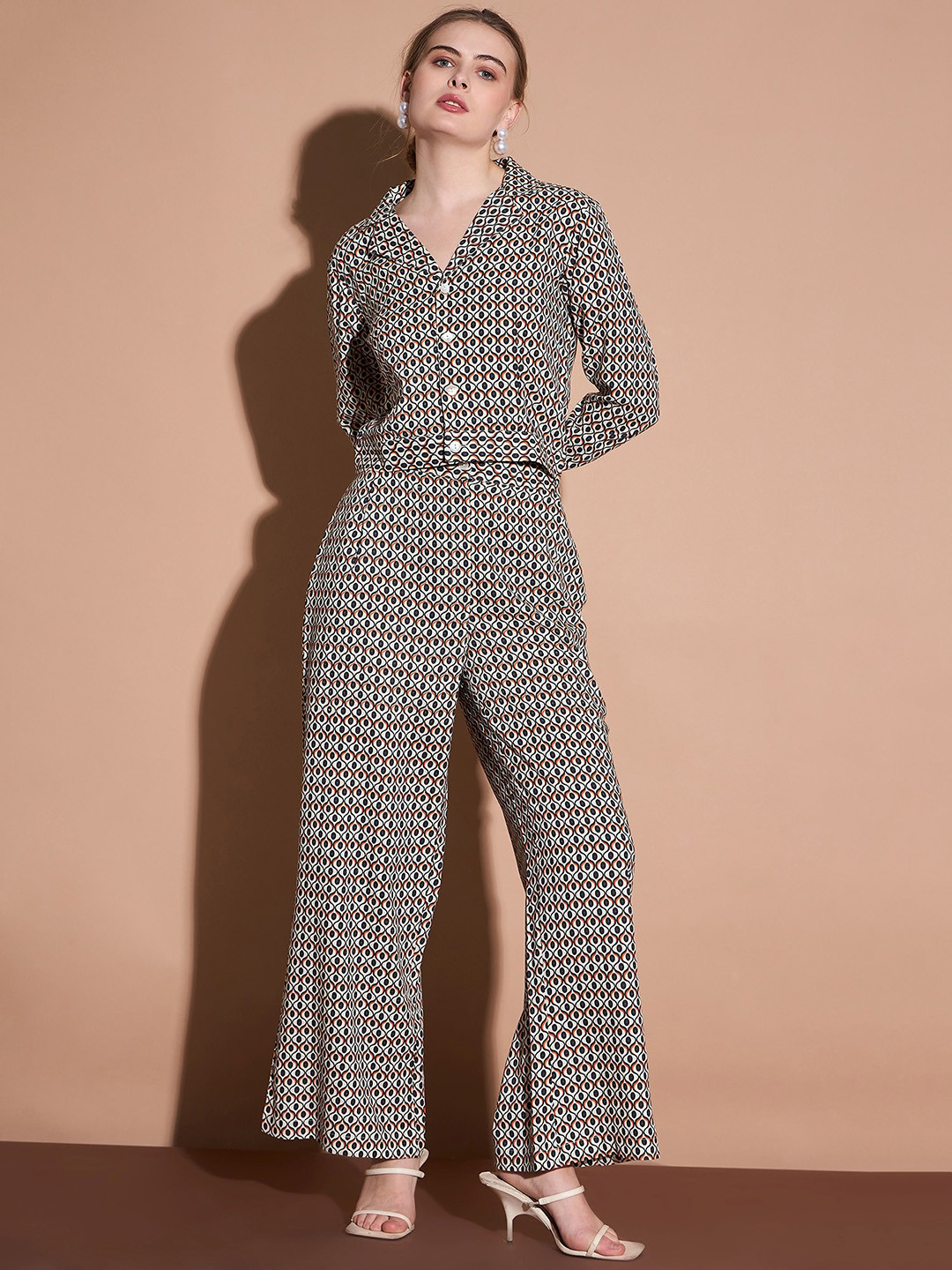 

DressBerry Printed Crop Top With Trousers Co-Ords, Black