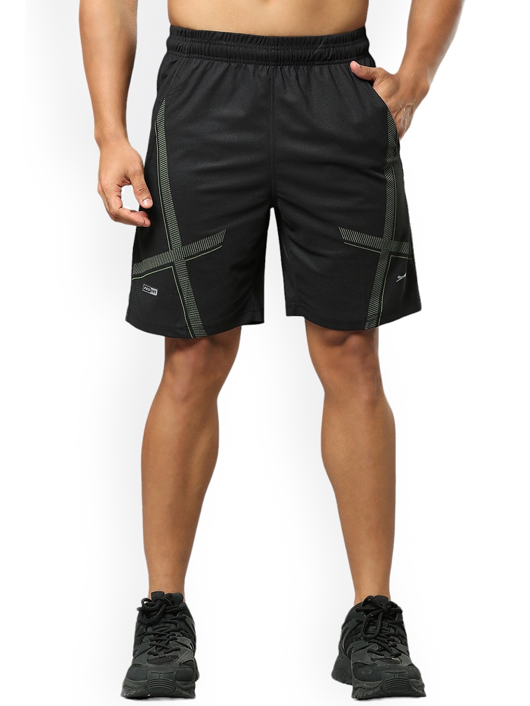 

Black Panther Men Striped Mid-Rise Sports Shorts