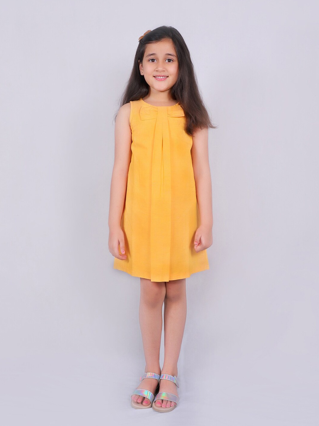 

PICCOLO Girls A-Line Cotton Mini Dress, Peach