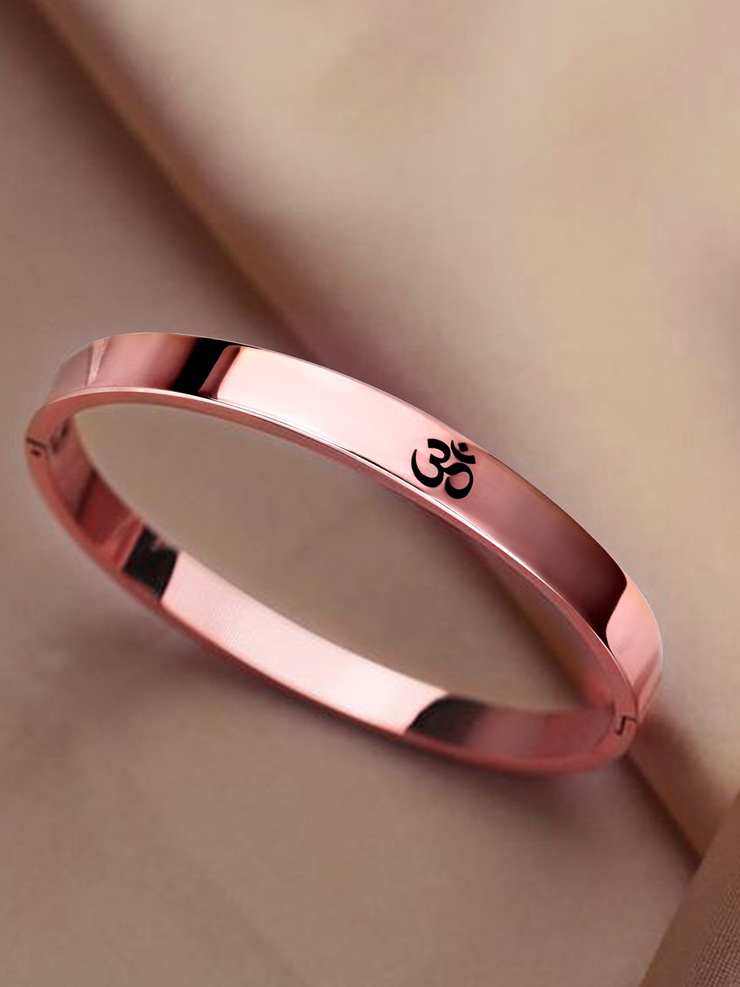 

MEENAZ Men Temple Rose Gold-Plated Anti Tarnish Aum Om Kada Bracelet