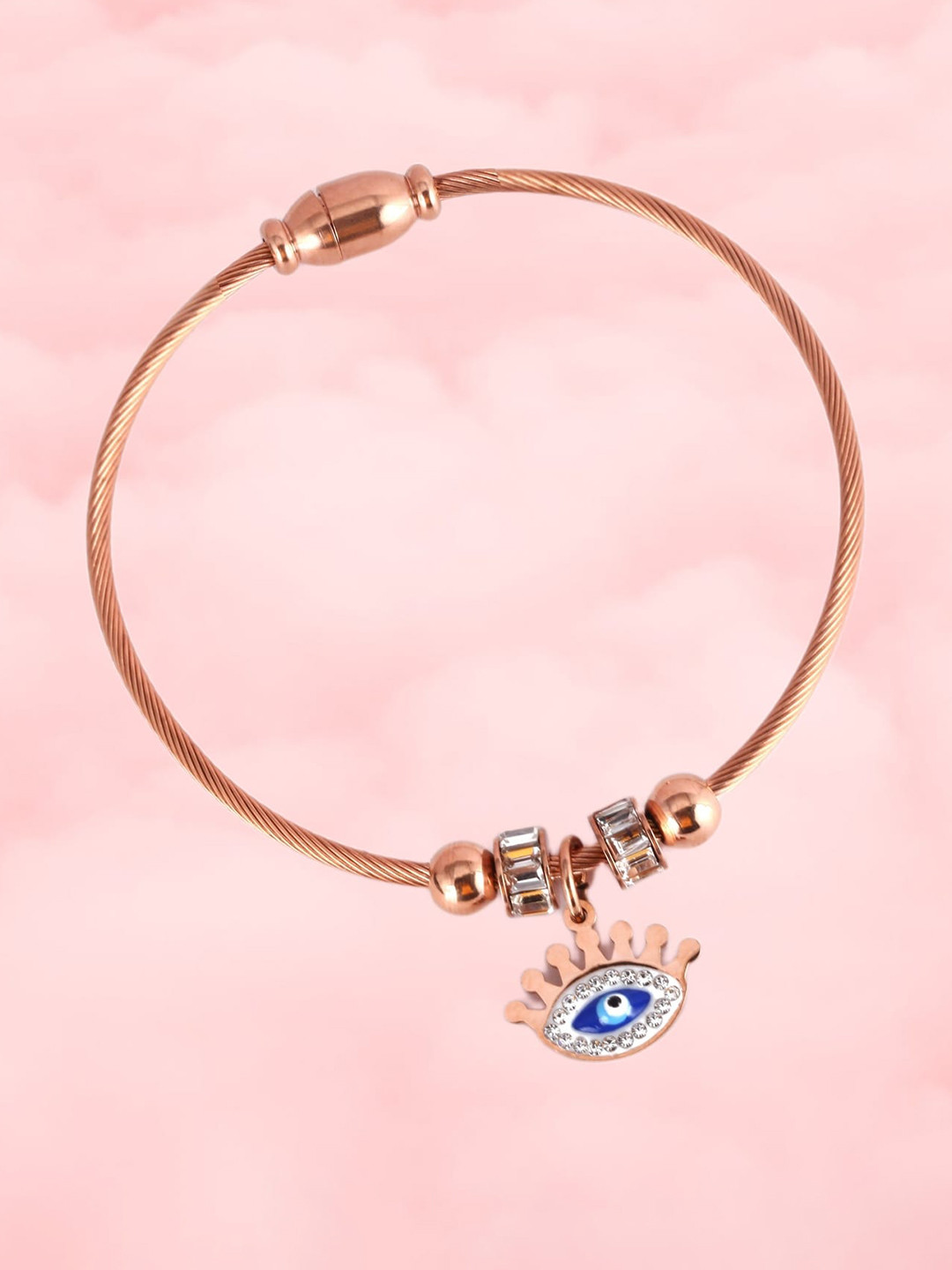 

MEENAZ Rose Gold-Plated American Diamond Kada Bracelet