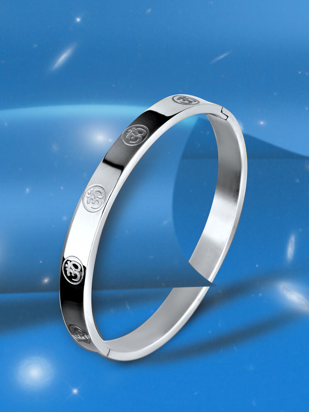 

MEENAZ Men Silver-Plated Anti Tarnish Kada Bracelet