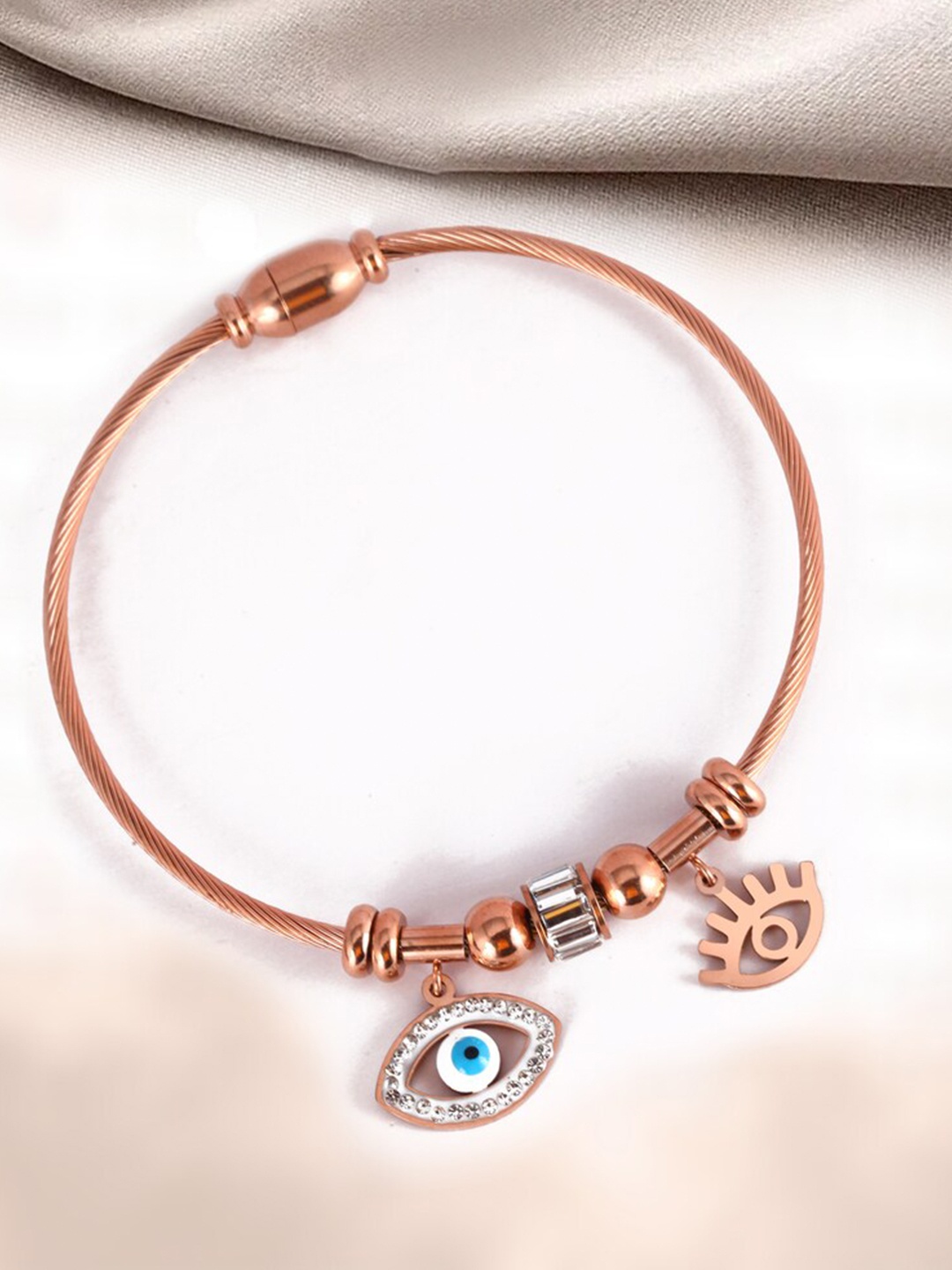 

MEENAZ Rose Gold-Plated Anti Tarnish American Diamond Kada Bracelet