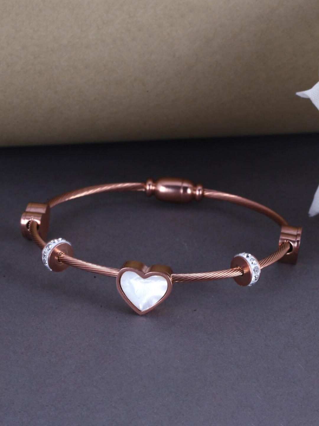 

MEENAZ Rose Gold-Plated Anti Tarnish American Diamond Kada Bracelet