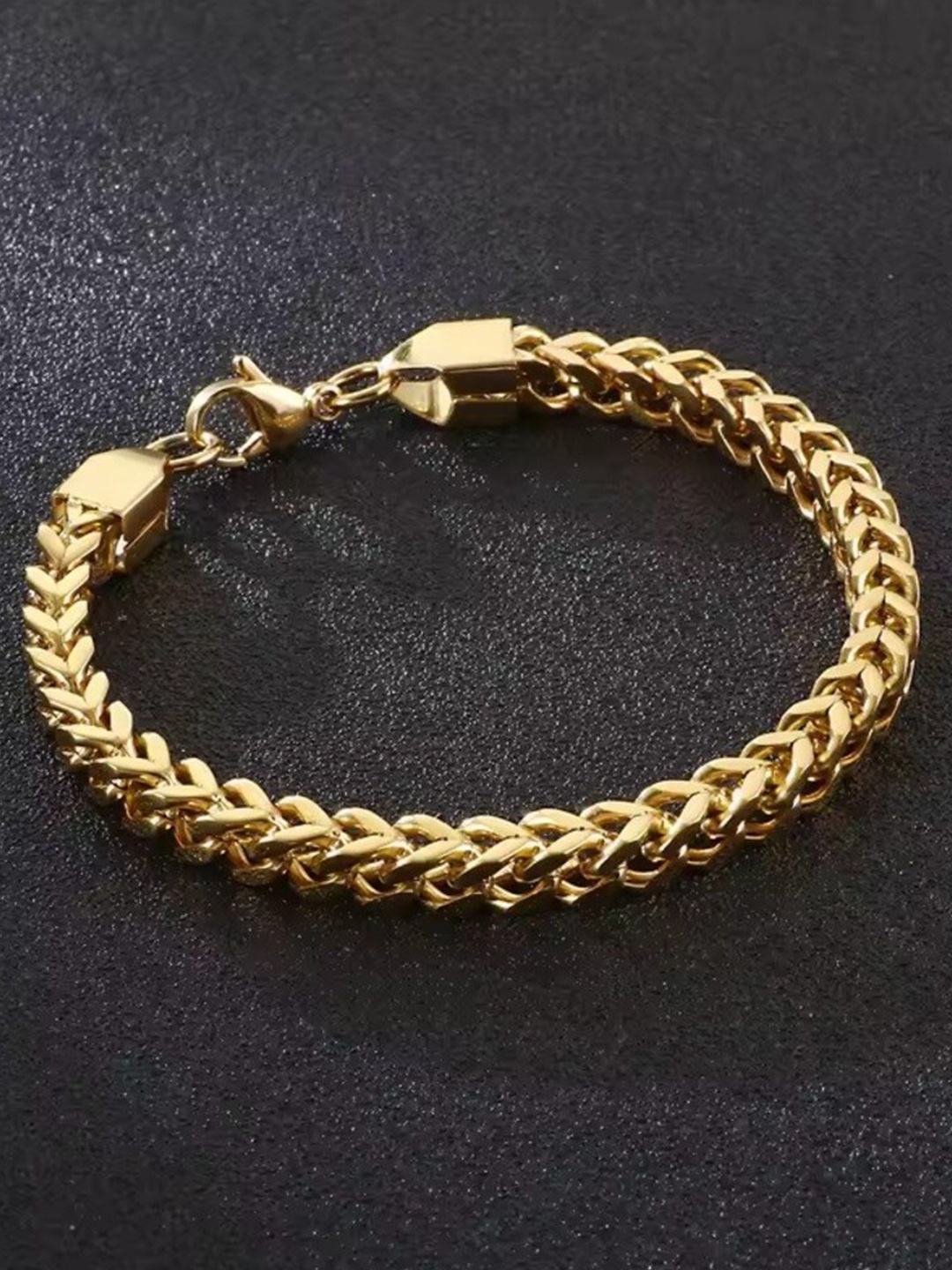 

MEENAZ Men Gold-Plated Anti Tarnish Link Bracelet