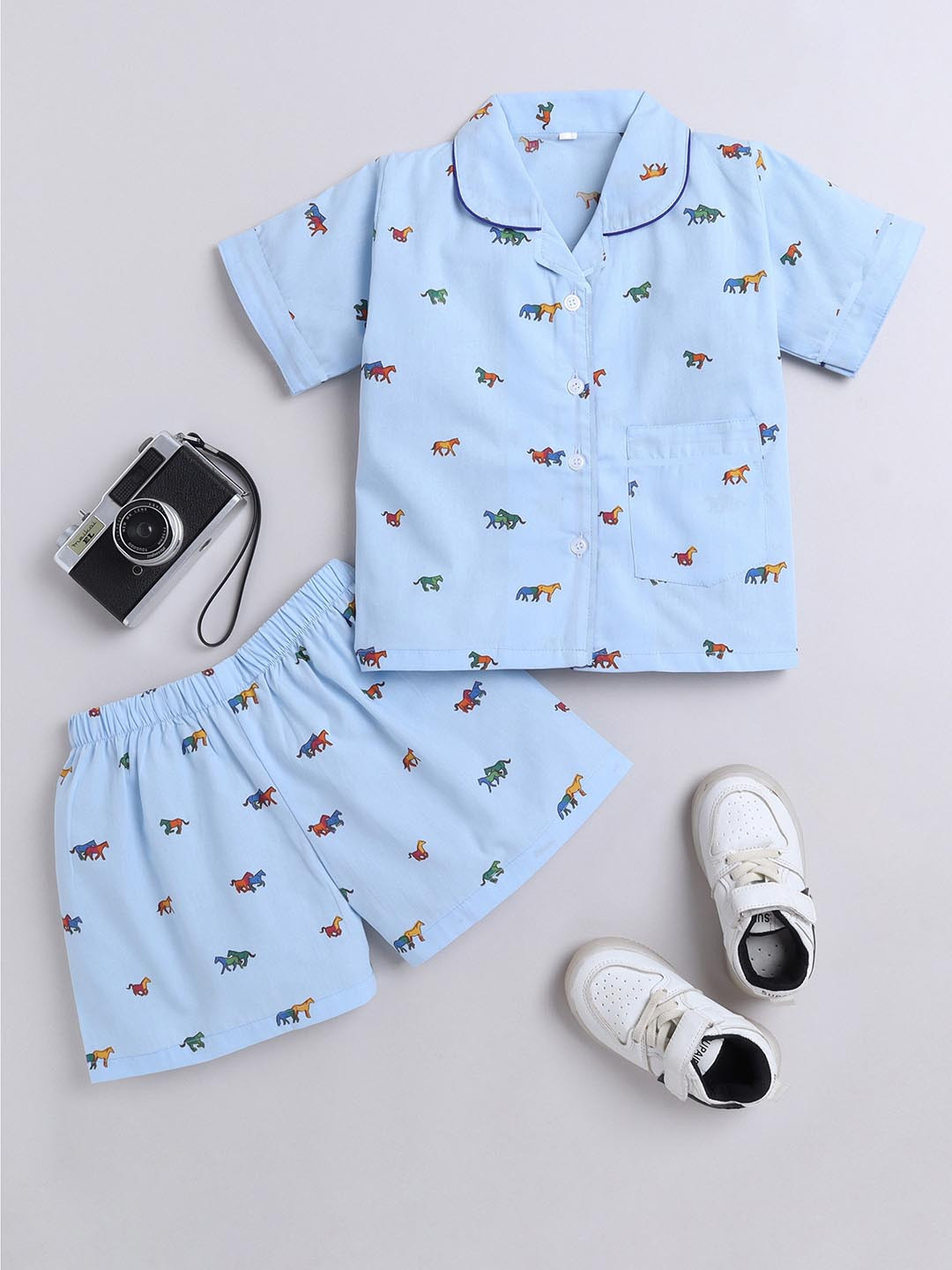 

The Magic Wand Kids Pure Cotton Printed Night Suit, Blue