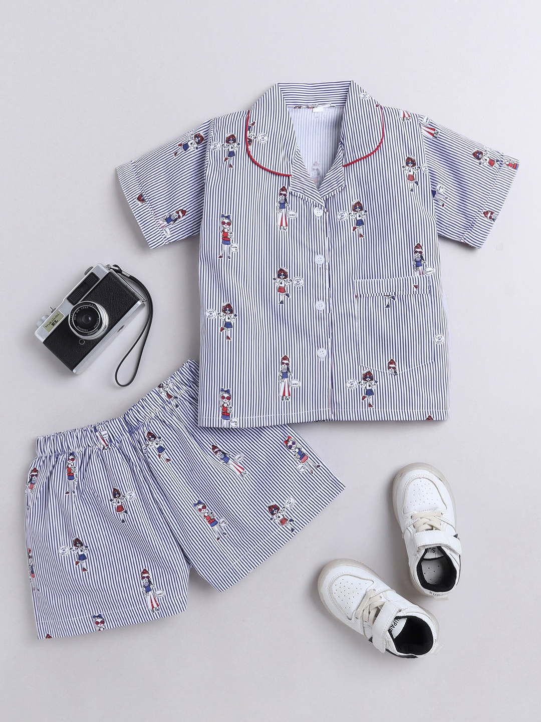 

The Magic Wand Kids Printed Pure Cotton Night suit, Blue