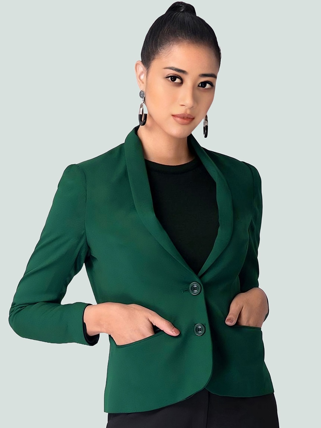 

BAESD Shawl Collar Long Sleeve Single-Breasted Blazer, Olive