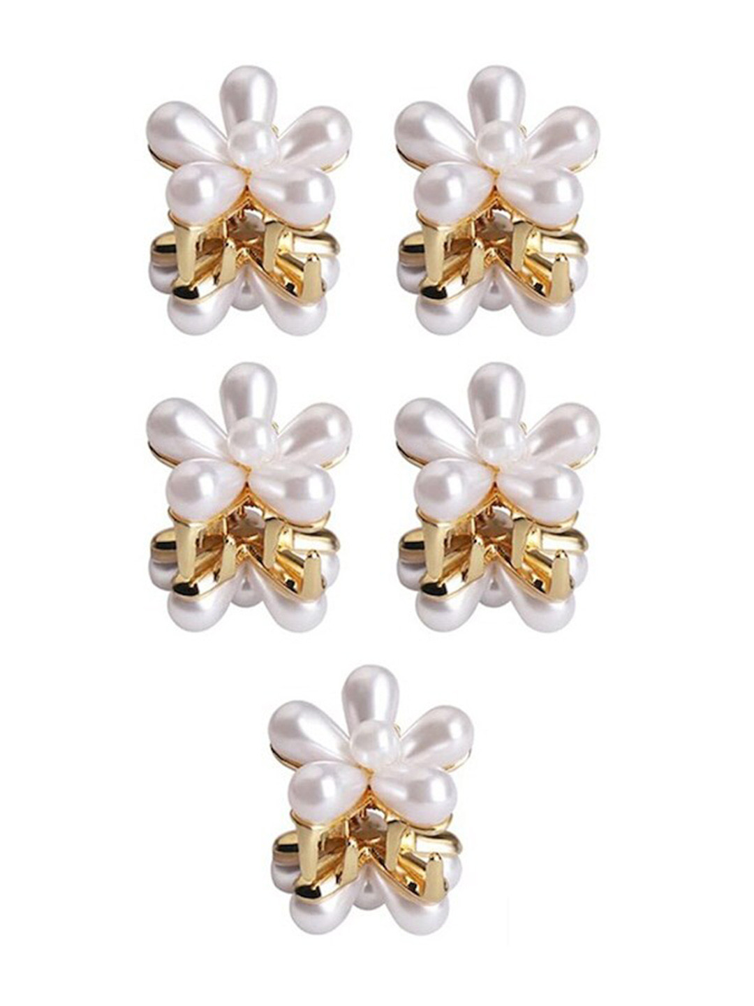 

Xivir Set of 5 Beaded Claw Clip, Gold