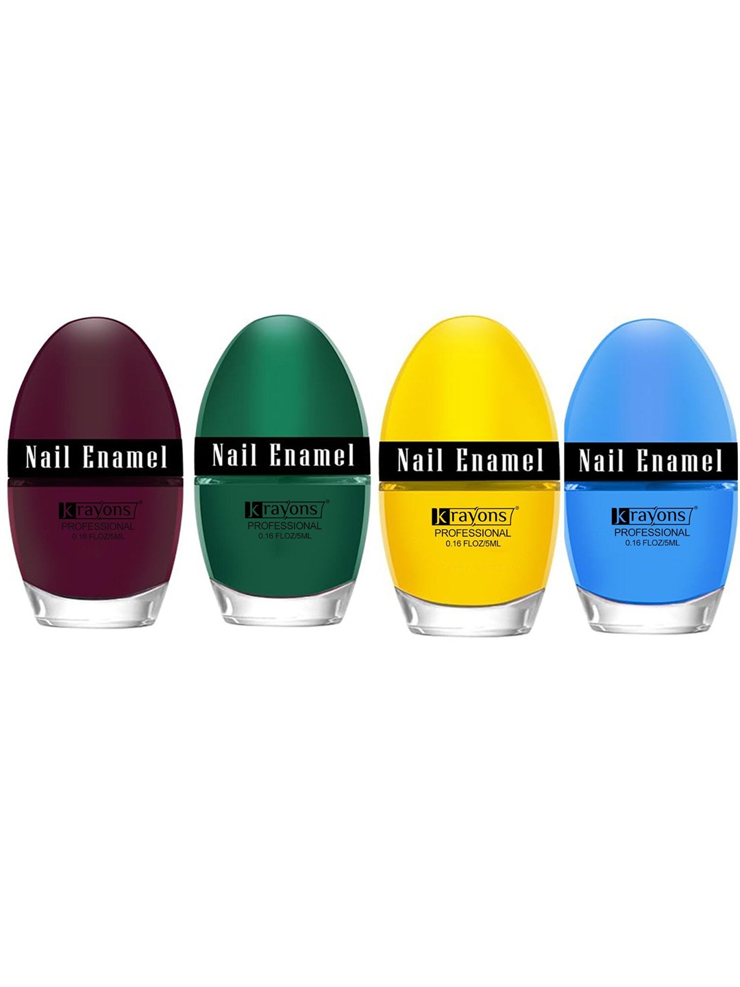 

krayons Professional Set Of 4 High Shine Quick Dry Glossy Nail Paints - 5ml Each, Multi