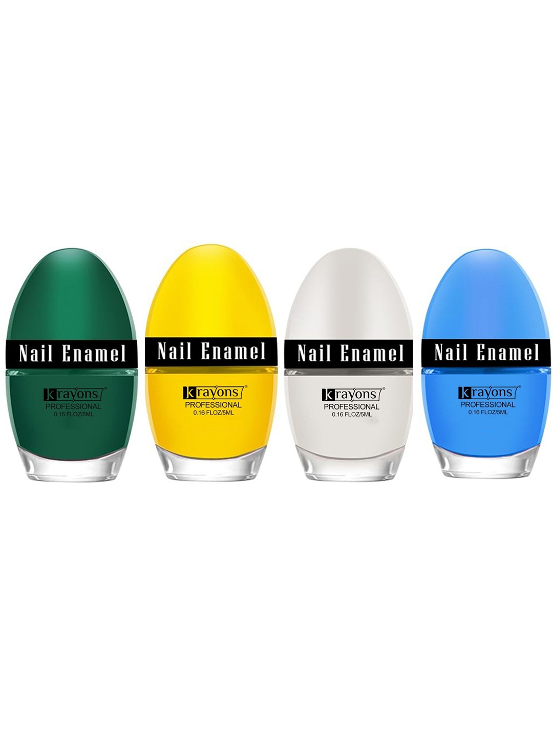

krayons Professional Set Of 4 High Shine Quick Dry Glossy Nail Paints - 5ml Each, Multi