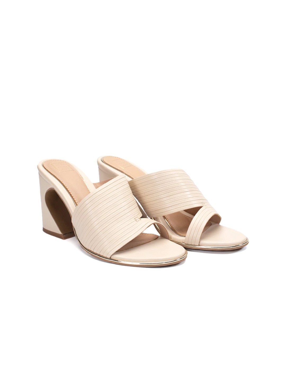 

HEEL YOUR SOLE Open Toe Leather Block Heels, Off white