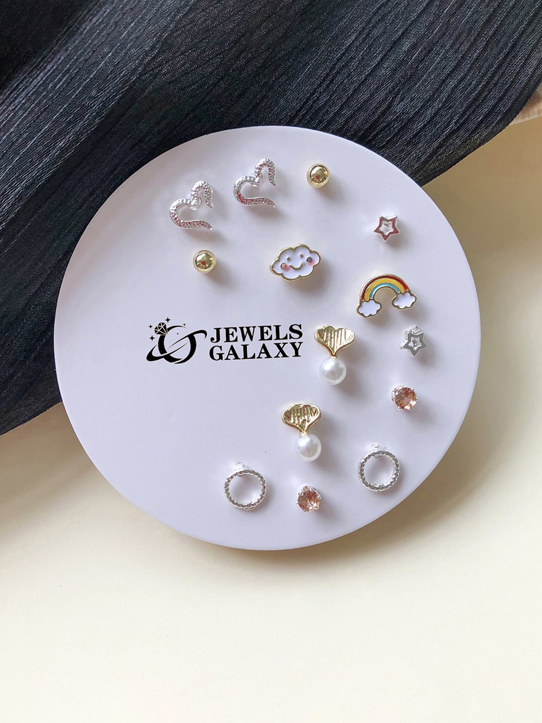 

Jewels Galaxy Set Of 7 Silver-Plated Studs Earrings