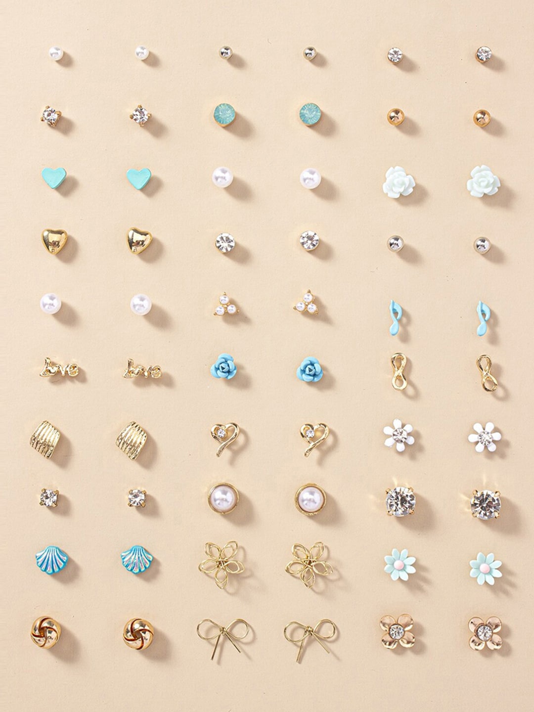 

Jewels Galaxy Set Of 30 Gold-Plated Crystal Studded and Beaded Studs