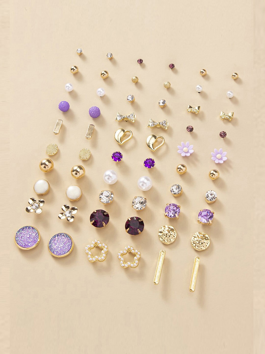 

Jewels Galaxy Set of 30 Gold Plated Crystals Studs Earrings