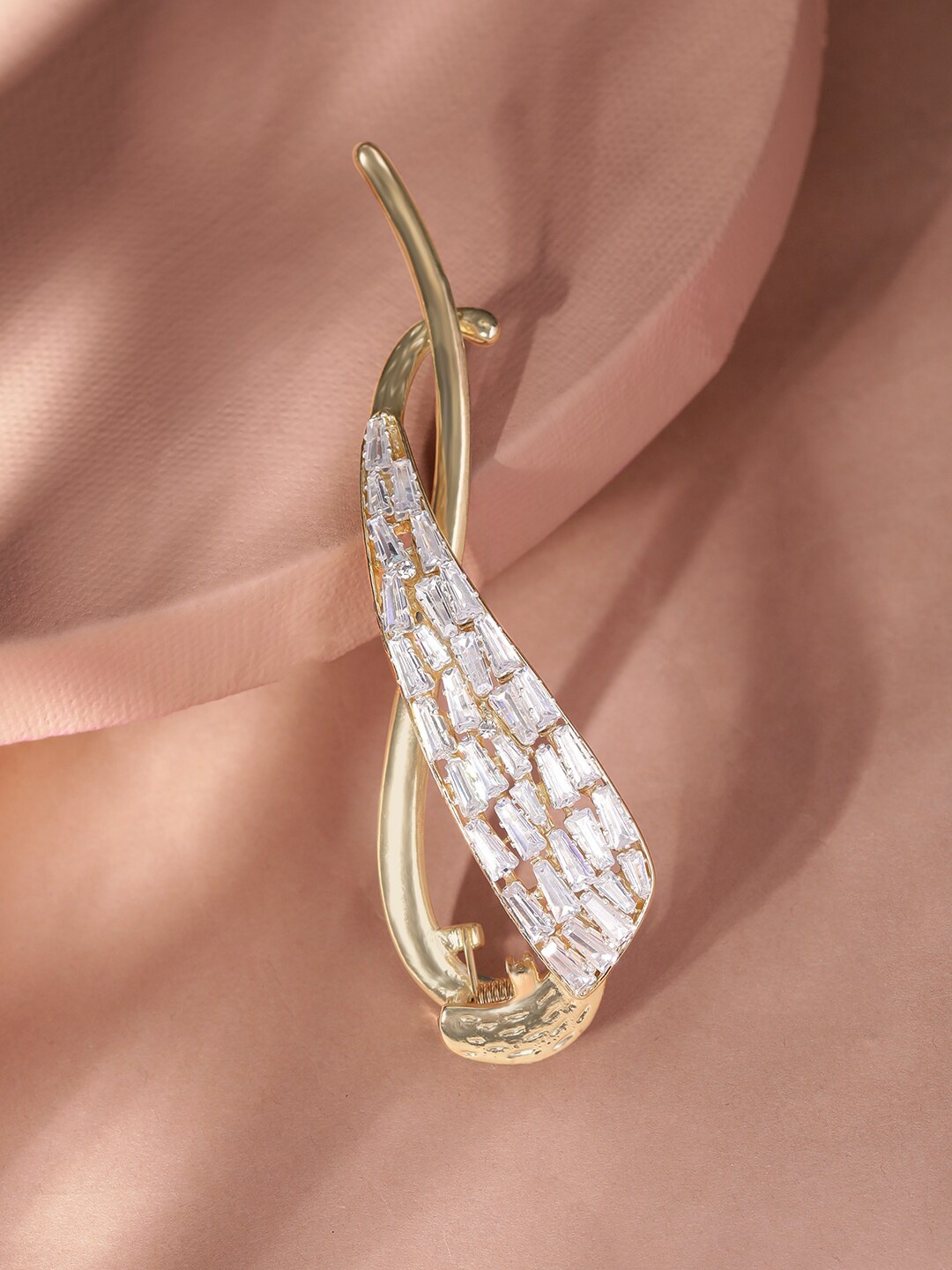 Rubans Zirconia Studded Banana Clip, Gold