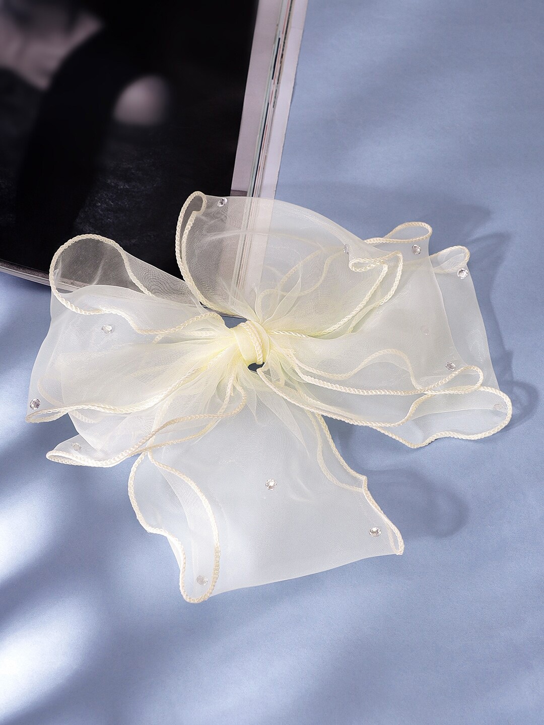 

Rubans Embellished French Barrette Hair Clip, White