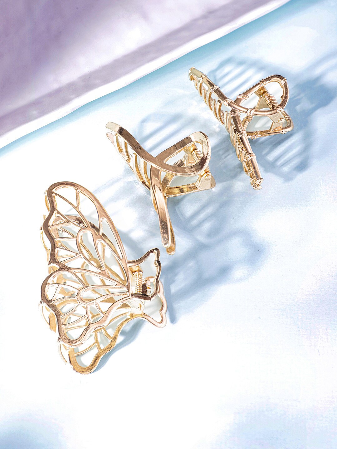 

Rubans Set of 3 Embellished Claw Clips, Gold