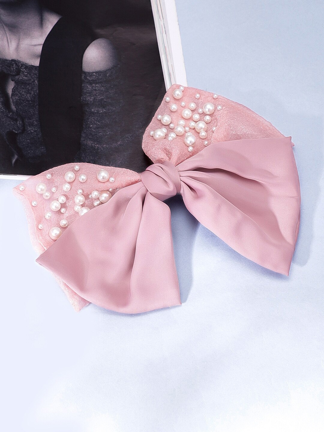 

Rubans Beaded Bow Tic Tac Hair Clip, Pink