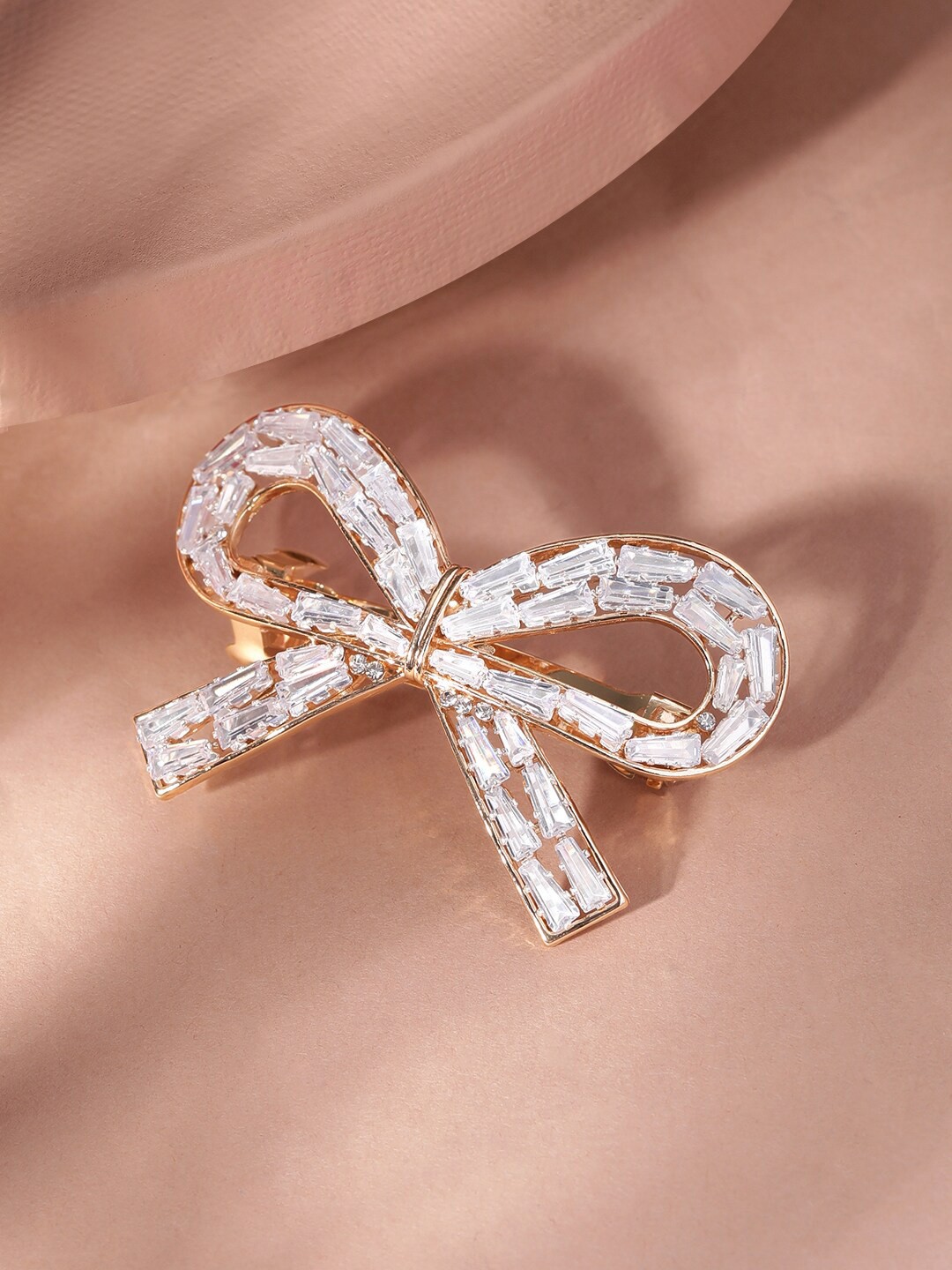 

Rubans Beaded Bow Bow French Barrette Hair Clip, Gold
