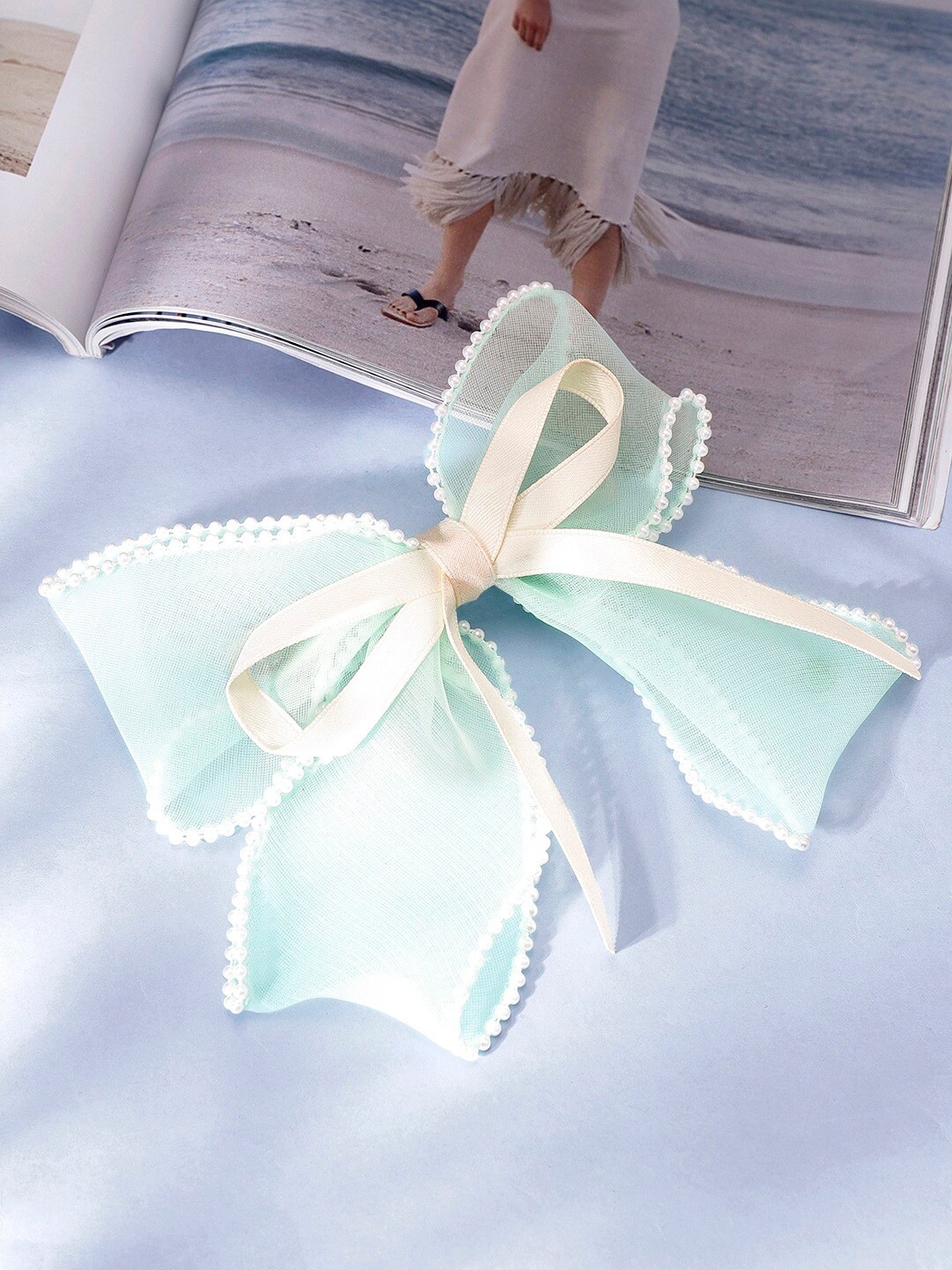

Rubans Beaded Bow Tic Tac Hair Clip, Green