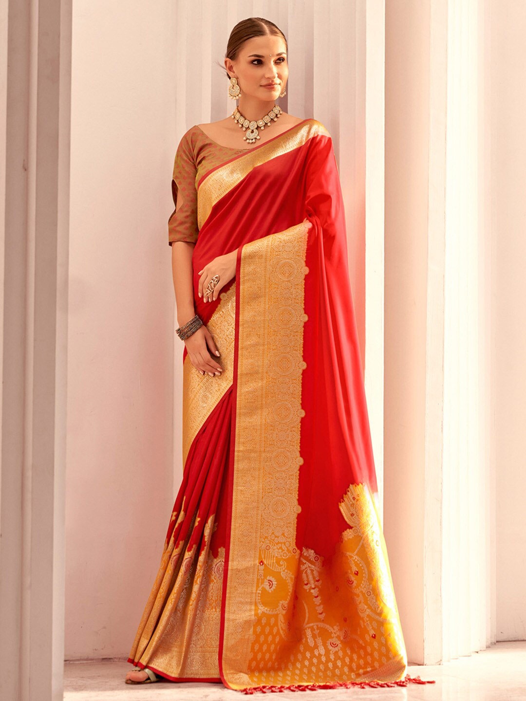 

Anouk Red Zari Banarasi Saree