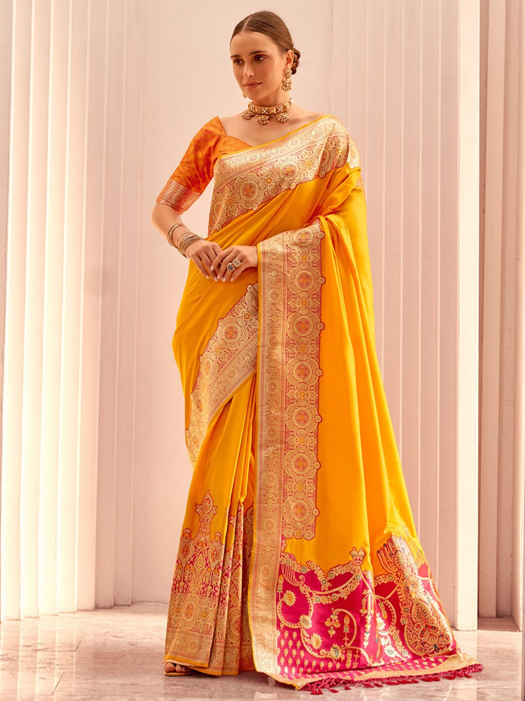 

Anouk Banarasi Zari Saree, Yellow
