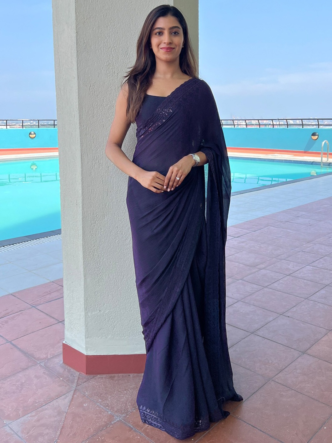 

Anouk Embellished Sequinned Saree, Purple