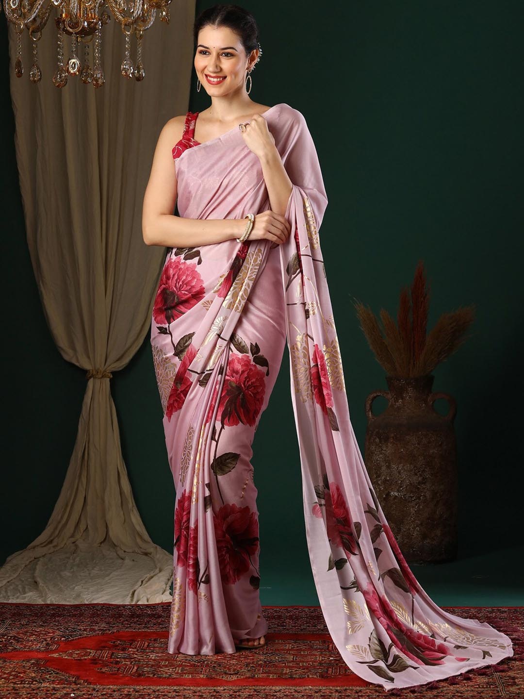 

Anouk Floral Printed Pure Georgette Saree, Mauve