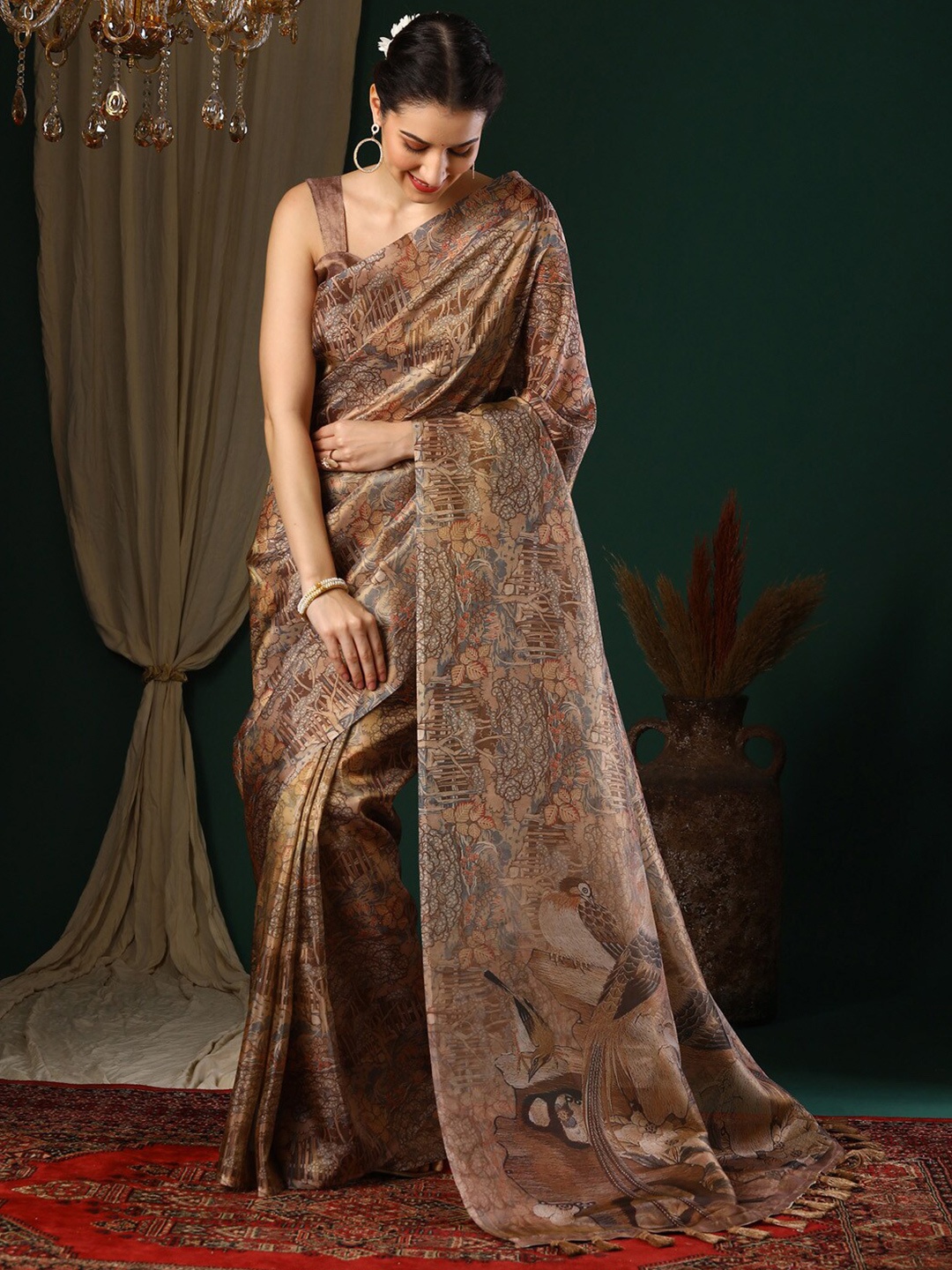 

Anouk Beige Ethnic Motifs Organza Saree