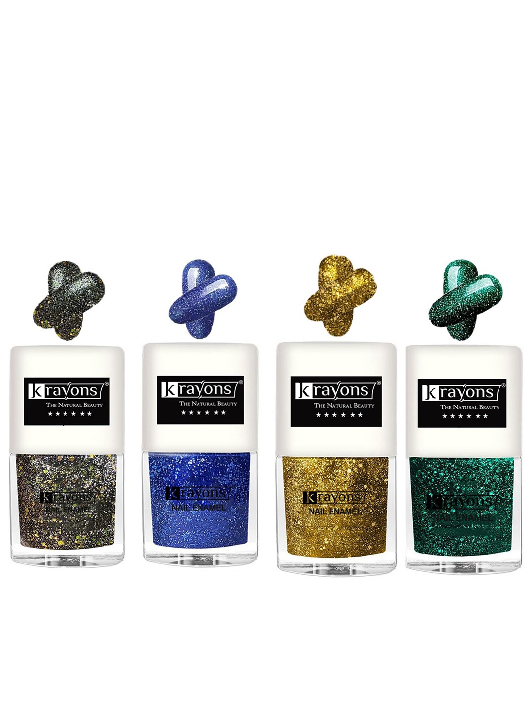 

krayons Set Of 4 The Natural Beauty Quick Drying Glitter Nail Enamel - 5ml Each, Multi