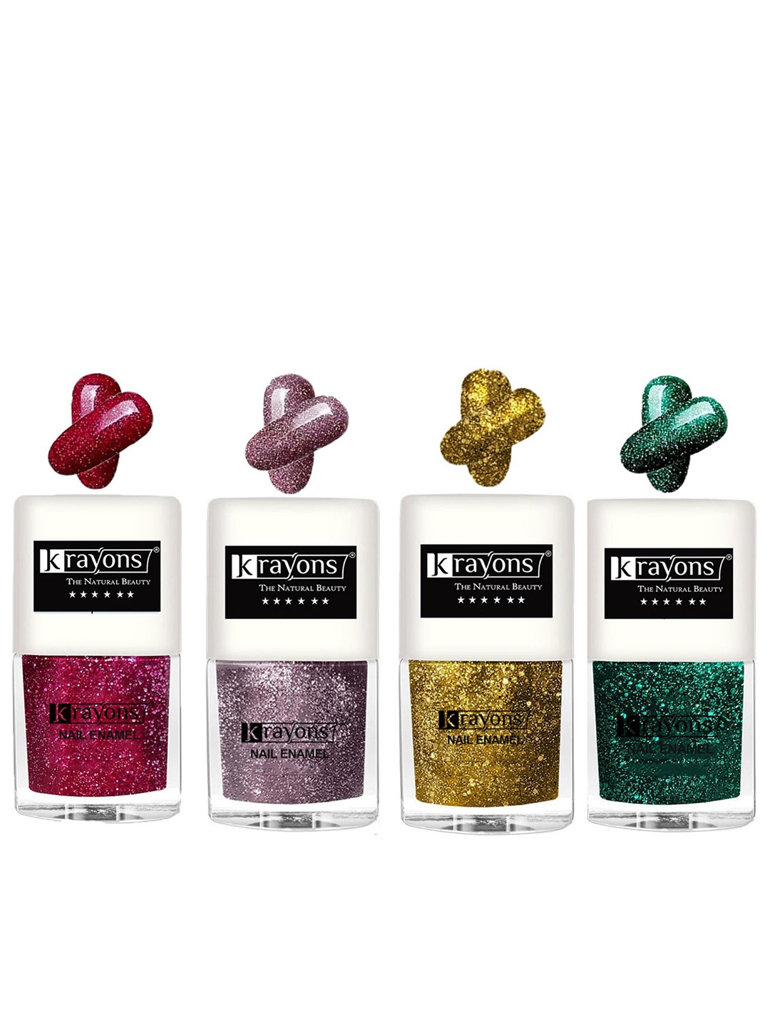 

krayons Set Of 4 The Natural Beauty Quick Drying Glitter Nail Enamel - 5ml Each, Multi