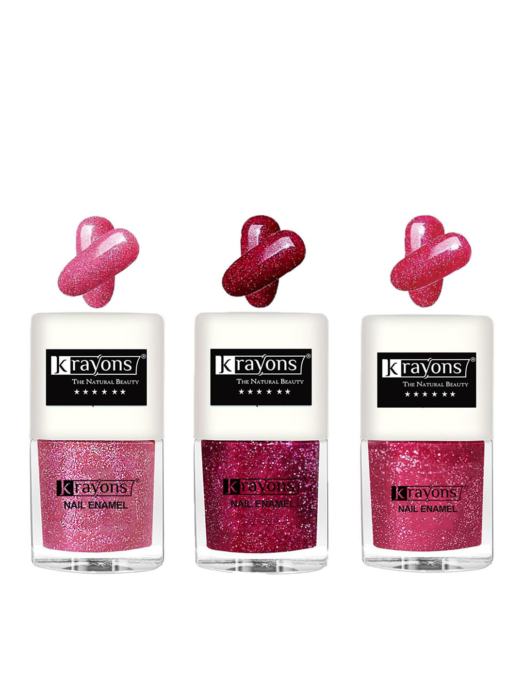 

krayons Set Of 3 The Natural Beauty Quick Drying Glitter Nail Enamel - 5ml Each, Multi
