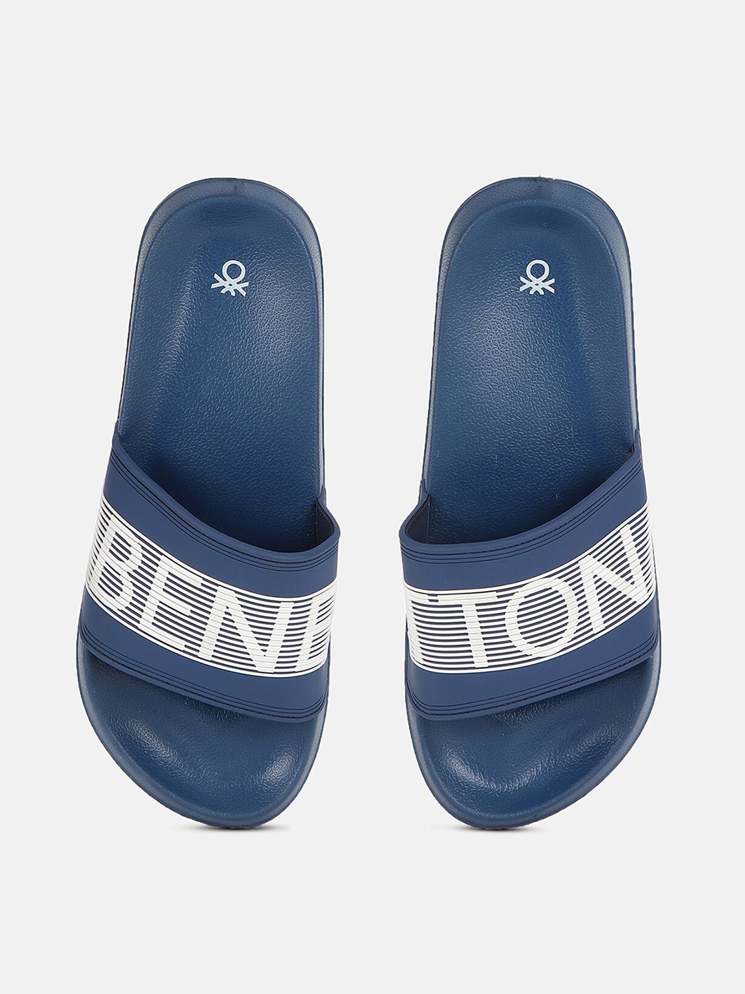 

United Colors of Benetton Men Striped Sliders, Blue