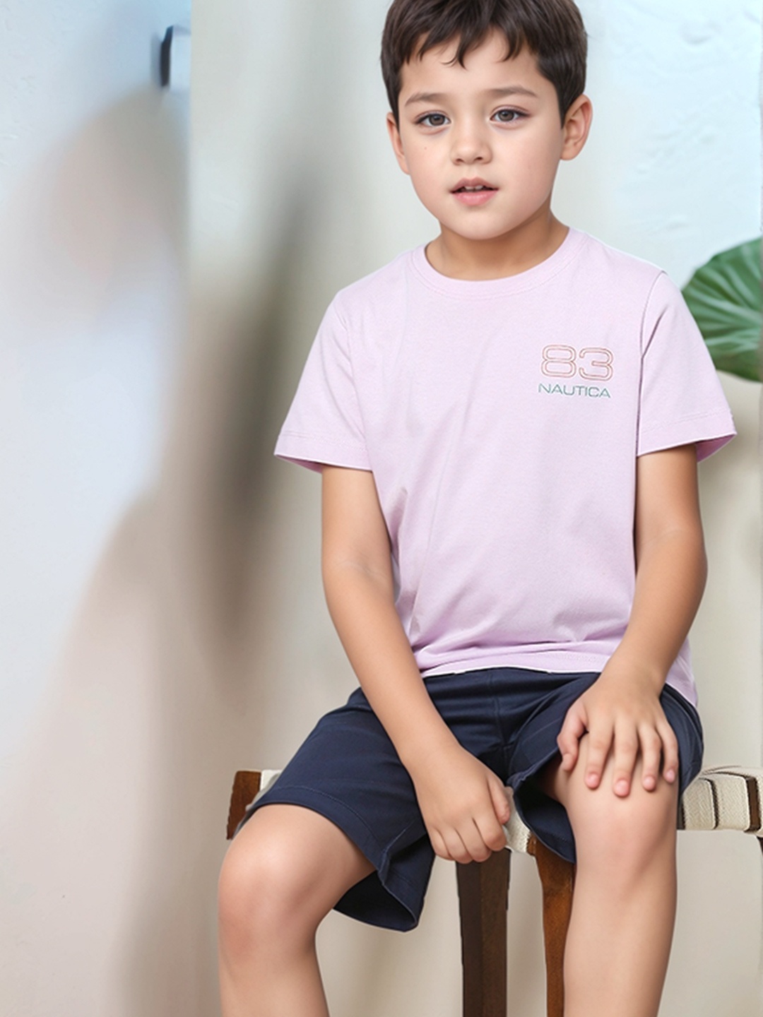 

Nautica Boys Graphic Printed Cotton T-shirt, Lavender