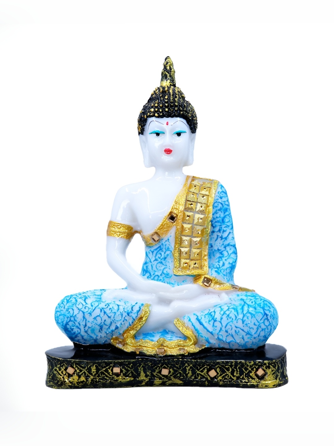 

GW CREATIONS White & Blue Medium Buddha Figurine Showpiece