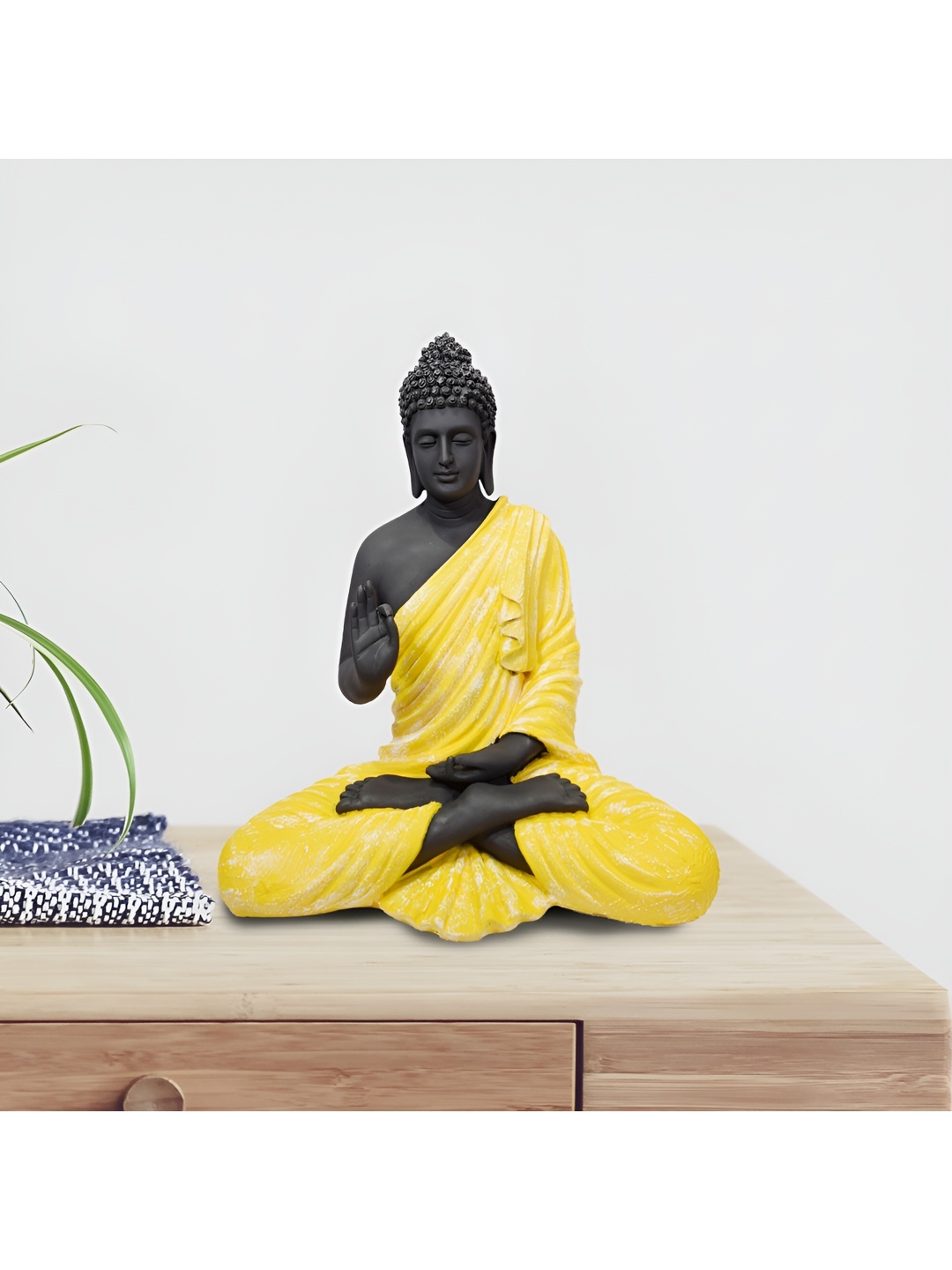 

GW CREATIONS Black & Yellow Small Buddha Figurine Showpiece